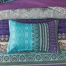 imageBoho Queen Comforter Set 8 Pieces Teal Comforter Bohemian Striped Bed in A BagSoft Microfiber Bedding Set for All SeasonsAqua