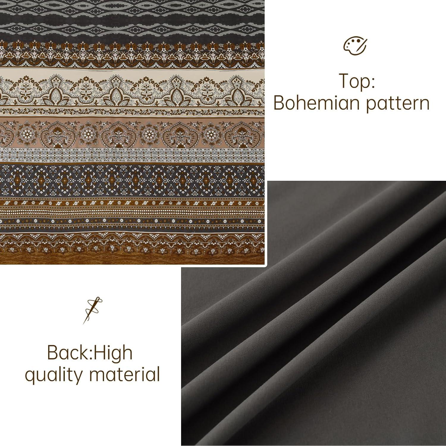 imageBoho Queen Comforter Set 8 Pieces Teal Comforter Bohemian Striped Bed in A BagSoft Microfiber Bedding Set for All SeasonsBrown and Black