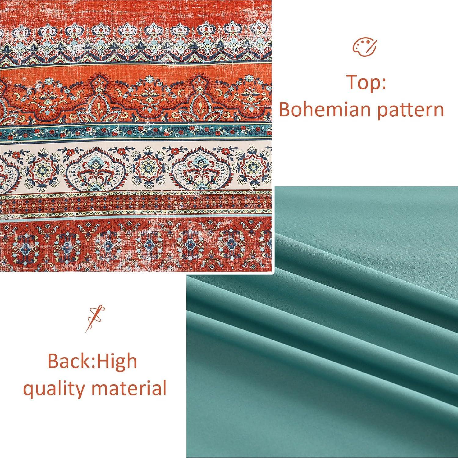 imageBoho Queen Comforter Set 8 Pieces Teal Comforter Bohemian Striped Bed in A BagSoft Microfiber Bedding Set for All SeasonsTerracotta
