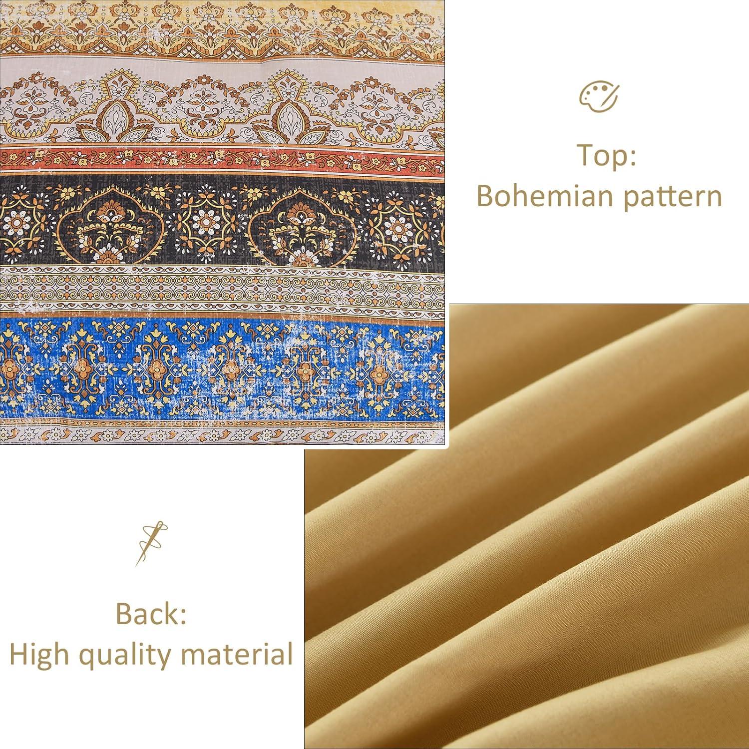 imageBoho Queen Comforter Set 8 Pieces Teal Comforter Bohemian Striped Bed in A BagSoft Microfiber Bedding Set for All SeasonsYellow