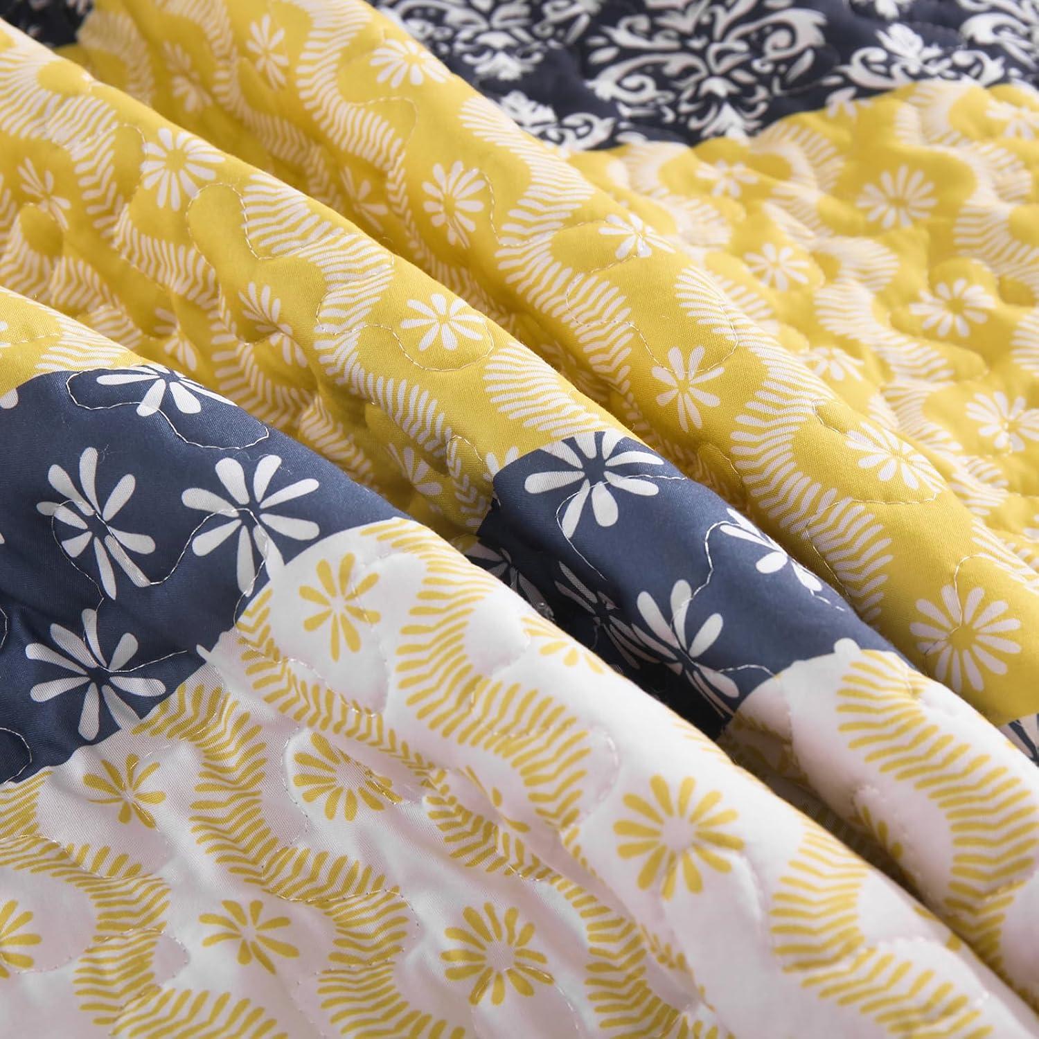 imageCottolester Aqua Quilt Set Queen Size Boho Striped Bedspread Lightweight Soft Microfiber Bedding Set 96quotx90quot 3 PiecesYellow