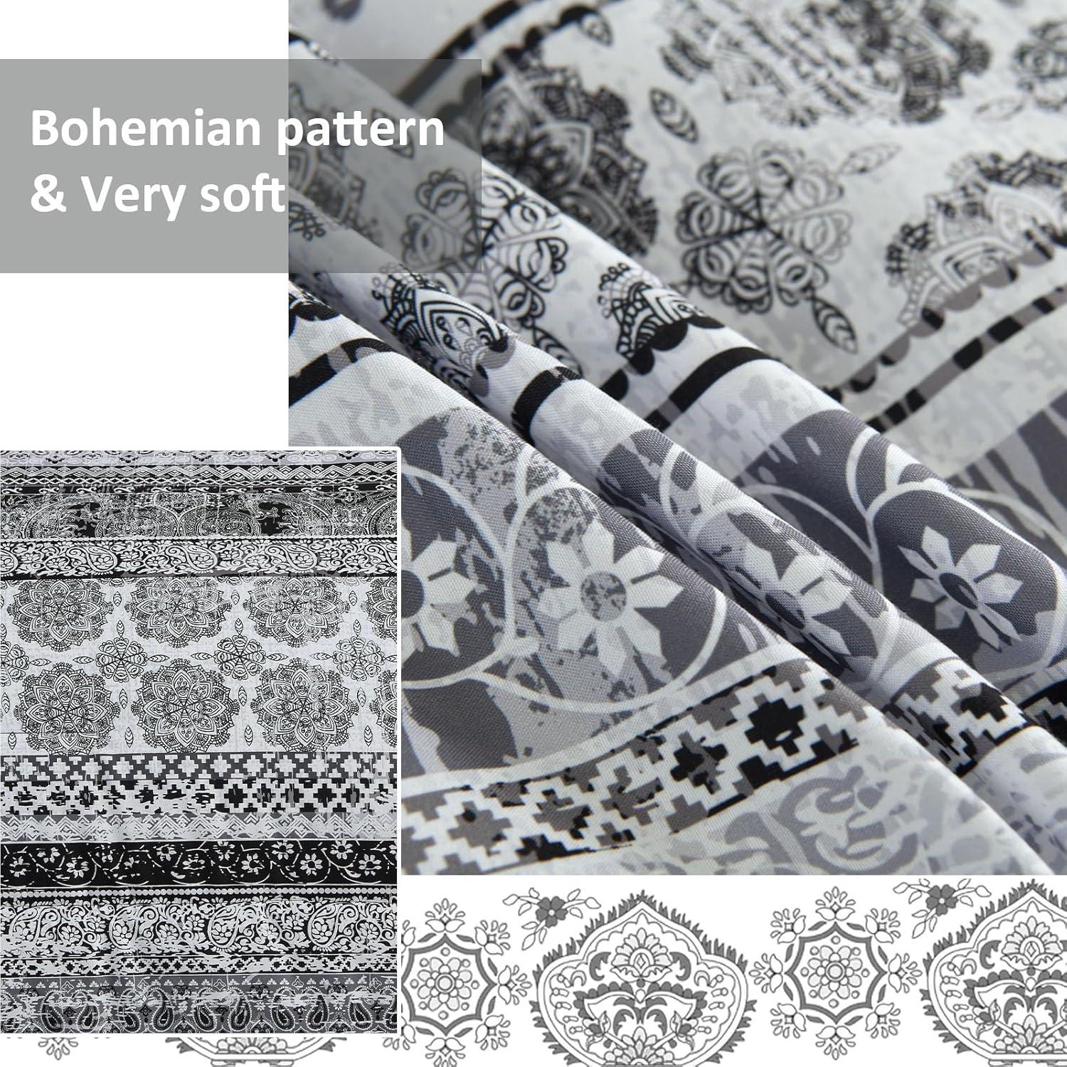 imageCottolester Boho Comforter Set Queen Size8 Piece Bed in a Bag Bohemian Striped Bedding Quilt SetPurple Paisley Floral Comforter and Sheet SetSoft Microfiber Complete Bedding Sets for All SeasonGray
