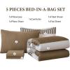 imageBlue Comforter Set Queen SizeBoho Striped Comforters for Boys ampamp Girls7 Pieces Bed in A Bag Simple NeutralStyle Bedding Sets for Kids TeenBrown
