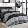 imageBlue Comforter Set Queen SizeBoho Striped Comforters for Boys ampamp Girls7 Pieces Bed in A Bag Simple NeutralStyle Bedding Sets for Kids TeenDark Gray