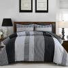 imageBlue Comforter Set Queen SizeBoho Striped Comforters for Boys ampamp Girls7 Pieces Bed in A Bag Simple NeutralStyle Bedding Sets for Kids TeenDark Gray