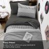 imageBlue Comforter Set Queen SizeBoho Striped Comforters for Boys ampamp Girls7 Pieces Bed in A Bag Simple NeutralStyle Bedding Sets for Kids TeenDark Gray
