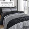 imageBlue Comforter Set Queen SizeBoho Striped Comforters for Boys ampamp Girls7 Pieces Bed in A Bag Simple NeutralStyle Bedding Sets for Kids TeenDark Gray