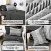 imageBlue Comforter Set Queen SizeBoho Striped Comforters for Boys ampamp Girls7 Pieces Bed in A Bag Simple NeutralStyle Bedding Sets for Kids TeenDark Gray
