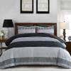 imageBlue Comforter Set Queen SizeBoho Striped Comforters for Boys ampamp Girls7 Pieces Bed in A Bag Simple NeutralStyle Bedding Sets for Kids TeenDark Gray