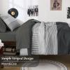 imageBlue Comforter Set Queen SizeBoho Striped Comforters for Boys ampamp Girls7 Pieces Bed in A Bag Simple NeutralStyle Bedding Sets for Kids TeenDark Gray