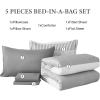 imageBlue Comforter Set Queen SizeBoho Striped Comforters for Boys ampamp Girls7 Pieces Bed in A Bag Simple NeutralStyle Bedding Sets for Kids TeenGray