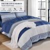 imageBlue Comforter Set Queen SizeBoho Striped Comforters for Boys ampamp Girls7 Pieces Bed in A Bag Simple NeutralStyle Bedding Sets for Kids TeenNavy Blue
