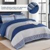 imageBlue Comforter Set Queen SizeBoho Striped Comforters for Boys ampamp Girls7 Pieces Bed in A Bag Simple NeutralStyle Bedding Sets for Kids TeenNavy Blue