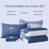 imageBlue Comforter Set Queen SizeBoho Striped Comforters for Boys ampamp Girls7 Pieces Bed in A Bag Simple NeutralStyle Bedding Sets for Kids TeenNavy Blue