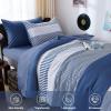 imageBlue Comforter Set Queen SizeBoho Striped Comforters for Boys ampamp Girls7 Pieces Bed in A Bag Simple NeutralStyle Bedding Sets for Kids TeenNavy Blue