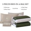 imageBlue Comforter Set Queen SizeBoho Striped Comforters for Boys ampamp Girls7 Pieces Bed in A Bag Simple NeutralStyle Bedding Sets for Kids TeenOlive Green