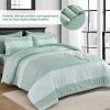 imageBlue Comforter Set Queen SizeBoho Striped Comforters for Boys ampamp Girls7 Pieces Bed in A Bag Simple NeutralStyle Bedding Sets for Kids TeenSage Green