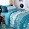 imageBlue Comforter Set Queen SizeBoho Striped Comforters for Boys ampamp Girls7 Pieces Bed in A Bag Simple NeutralStyle Bedding Sets for Kids TeenTeal