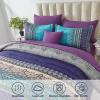 imageBoho Queen Comforter Set 8 Pieces Teal Comforter Bohemian Striped Bed in A BagSoft Microfiber Bedding Set for All SeasonsAqua