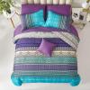 imageBoho Queen Comforter Set 8 Pieces Teal Comforter Bohemian Striped Bed in A BagSoft Microfiber Bedding Set for All SeasonsAqua