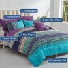 imageBoho Queen Comforter Set 8 Pieces Teal Comforter Bohemian Striped Bed in A BagSoft Microfiber Bedding Set for All SeasonsAqua