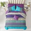 imageBoho Queen Comforter Set 8 Pieces Teal Comforter Bohemian Striped Bed in A BagSoft Microfiber Bedding Set for All SeasonsAqua