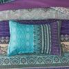 imageBoho Queen Comforter Set 8 Pieces Teal Comforter Bohemian Striped Bed in A BagSoft Microfiber Bedding Set for All SeasonsAqua