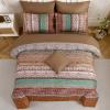 imageBoho Queen Comforter Set 8 Pieces Teal Comforter Bohemian Striped Bed in A BagSoft Microfiber Bedding Set for All SeasonsBrown