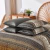 imageBoho Queen Comforter Set 8 Pieces Teal Comforter Bohemian Striped Bed in A BagSoft Microfiber Bedding Set for All SeasonsBrown and Black