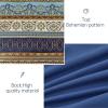imageBoho Queen Comforter Set 8 Pieces Teal Comforter Bohemian Striped Bed in A BagSoft Microfiber Bedding Set for All SeasonsBrown and Blue
