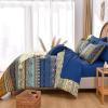 imageBoho Queen Comforter Set 8 Pieces Teal Comforter Bohemian Striped Bed in A BagSoft Microfiber Bedding Set for All SeasonsBrown and Blue