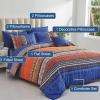 imageBoho Queen Comforter Set 8 Pieces Teal Comforter Bohemian Striped Bed in A BagSoft Microfiber Bedding Set for All SeasonsBurnt Orange