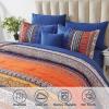 imageBoho Queen Comforter Set 8 Pieces Teal Comforter Bohemian Striped Bed in A BagSoft Microfiber Bedding Set for All SeasonsBurnt Orange