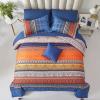 imageBoho Queen Comforter Set 8 Pieces Teal Comforter Bohemian Striped Bed in A BagSoft Microfiber Bedding Set for All SeasonsBurnt Orange