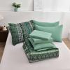 imageBoho Queen Comforter Set 8 Pieces Teal Comforter Bohemian Striped Bed in A BagSoft Microfiber Bedding Set for All SeasonsDark Green