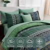 imageBoho Queen Comforter Set 8 Pieces Teal Comforter Bohemian Striped Bed in A BagSoft Microfiber Bedding Set for All SeasonsDark Green