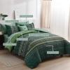 imageBoho Queen Comforter Set 8 Pieces Teal Comforter Bohemian Striped Bed in A BagSoft Microfiber Bedding Set for All SeasonsDark Green