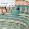 imageBoho Queen Comforter Set 8 Pieces Teal Comforter Bohemian Striped Bed in A BagSoft Microfiber Bedding Set for All SeasonsGreen