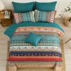 imageBoho Queen Comforter Set 8 Pieces Teal Comforter Bohemian Striped Bed in A BagSoft Microfiber Bedding Set for All SeasonsGreen and Brown