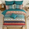 imageBoho Queen Comforter Set 8 Pieces Teal Comforter Bohemian Striped Bed in A BagSoft Microfiber Bedding Set for All SeasonsGreen and Brown