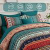 imageBoho Queen Comforter Set 8 Pieces Teal Comforter Bohemian Striped Bed in A BagSoft Microfiber Bedding Set for All SeasonsGreen and Brown
