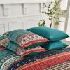 imageBoho Queen Comforter Set 8 Pieces Teal Comforter Bohemian Striped Bed in A BagSoft Microfiber Bedding Set for All SeasonsGreen and Brown