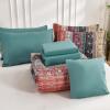 imageBoho Queen Comforter Set 8 Pieces Teal Comforter Bohemian Striped Bed in A BagSoft Microfiber Bedding Set for All SeasonsOrange and Green
