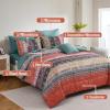 imageBoho Queen Comforter Set 8 Pieces Teal Comforter Bohemian Striped Bed in A BagSoft Microfiber Bedding Set for All SeasonsOrange and Green