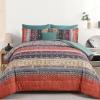 imageBoho Queen Comforter Set 8 Pieces Teal Comforter Bohemian Striped Bed in A BagSoft Microfiber Bedding Set for All SeasonsOrange and Green