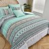 imageBoho Queen Comforter Set 8 Pieces Teal Comforter Bohemian Striped Bed in A BagSoft Microfiber Bedding Set for All SeasonsSage Green
