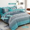 imageBoho Queen Comforter Set 8 Pieces Teal Comforter Bohemian Striped Bed in A BagSoft Microfiber Bedding Set for All SeasonsTeal