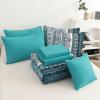 imageBoho Queen Comforter Set 8 Pieces Teal Comforter Bohemian Striped Bed in A BagSoft Microfiber Bedding Set for All SeasonsTeal