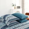 imageBoho Queen Comforter Set 8 Pieces Teal Comforter Bohemian Striped Bed in A BagSoft Microfiber Bedding Set for All SeasonsTeal Blue