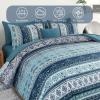 imageBoho Queen Comforter Set 8 Pieces Teal Comforter Bohemian Striped Bed in A BagSoft Microfiber Bedding Set for All SeasonsTeal Blue